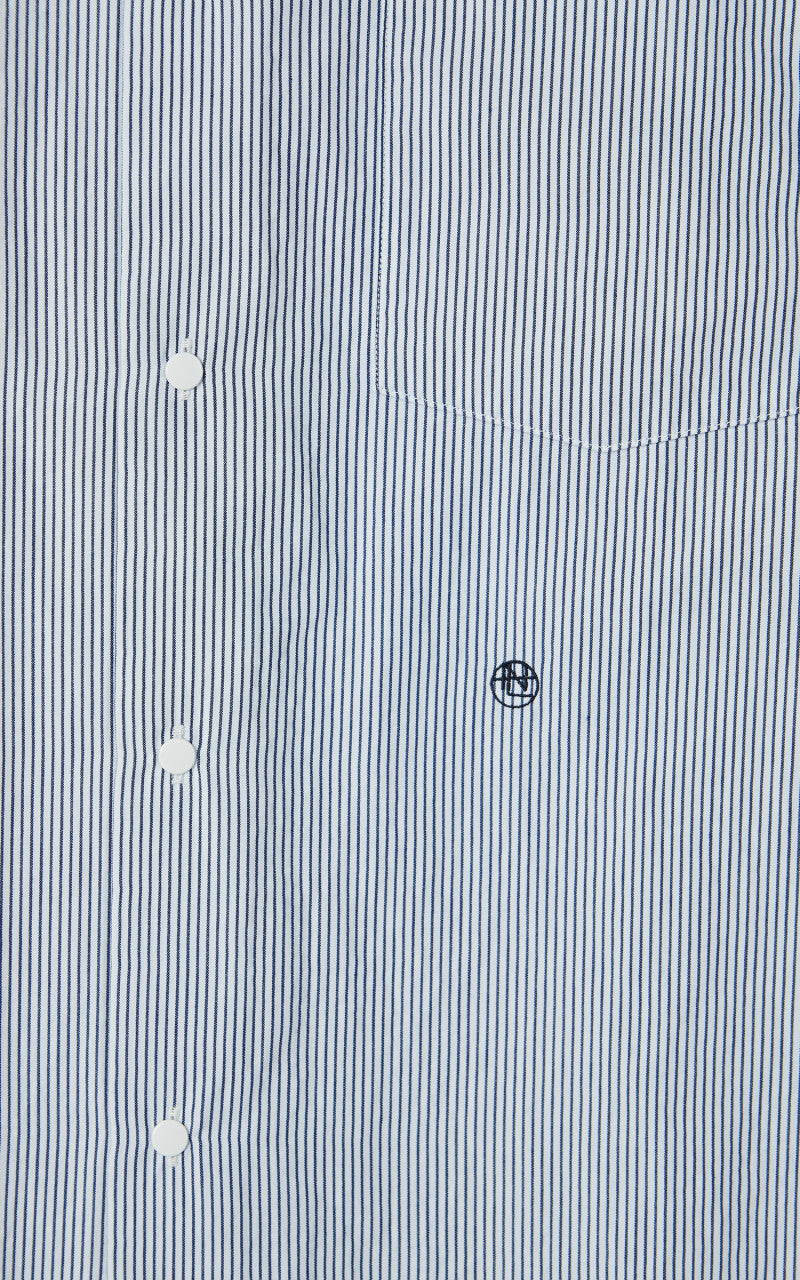 Nanamica Regular Collar Stripe Wind Shirt Navy