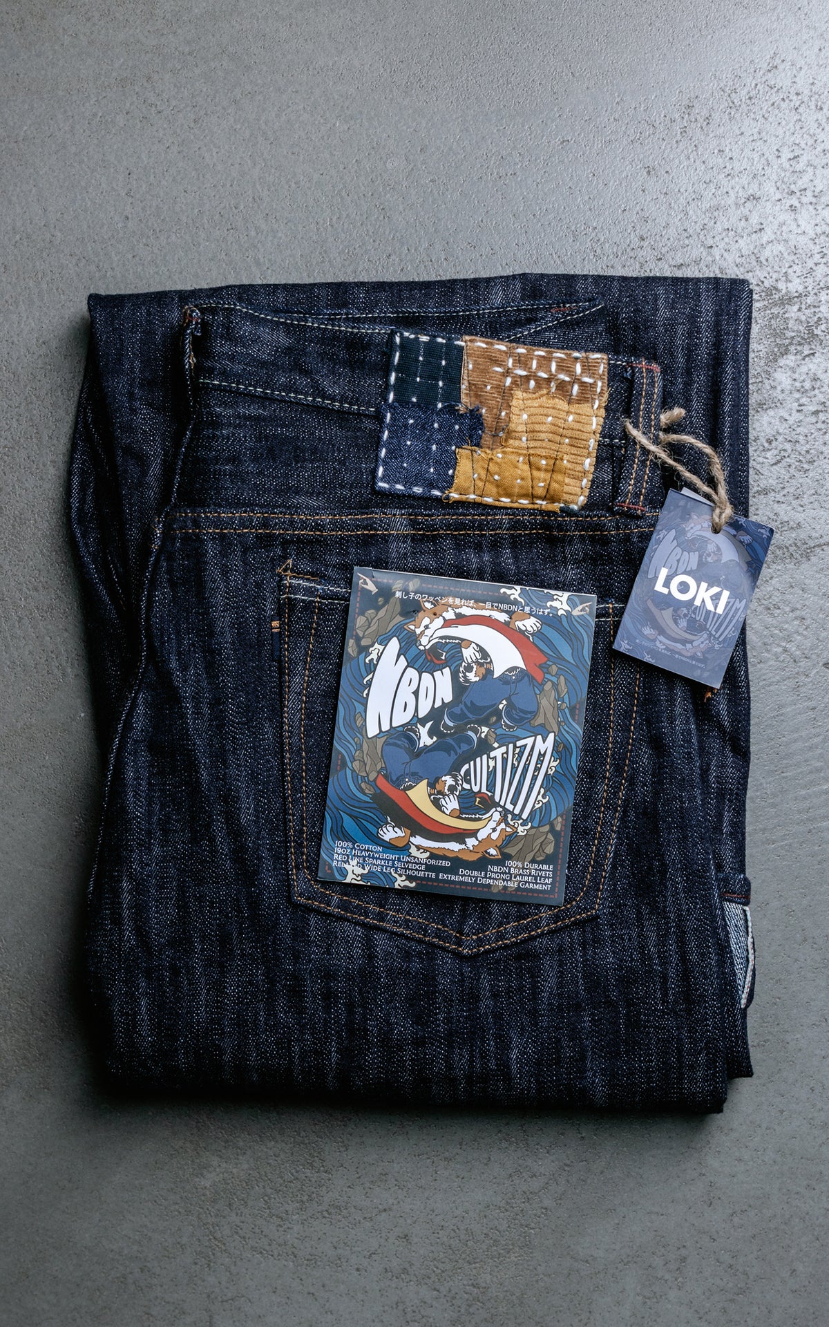 NBDN x CULTIZM "LOKI Selvedge" Wide Straight Jeans Indigo 19oz