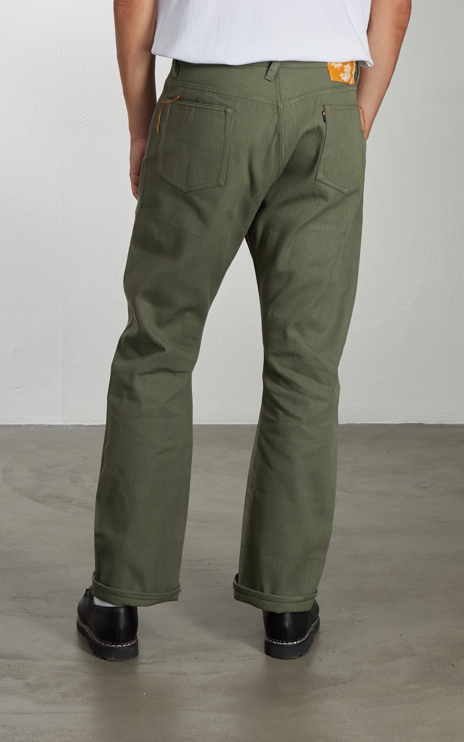 NBDN Ogre Herringbone Selvedge 5-Pocket Jeans Olive Green 15.5oz