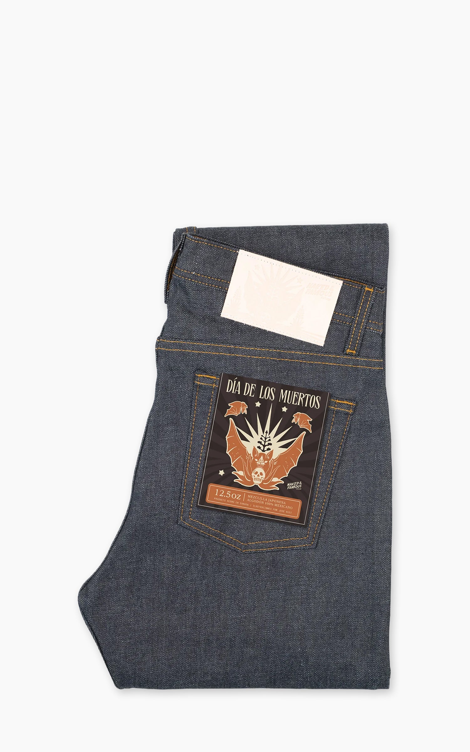 Naked & Famous Denim Weird Guy Dia De Los Muertos Selvedge Bat