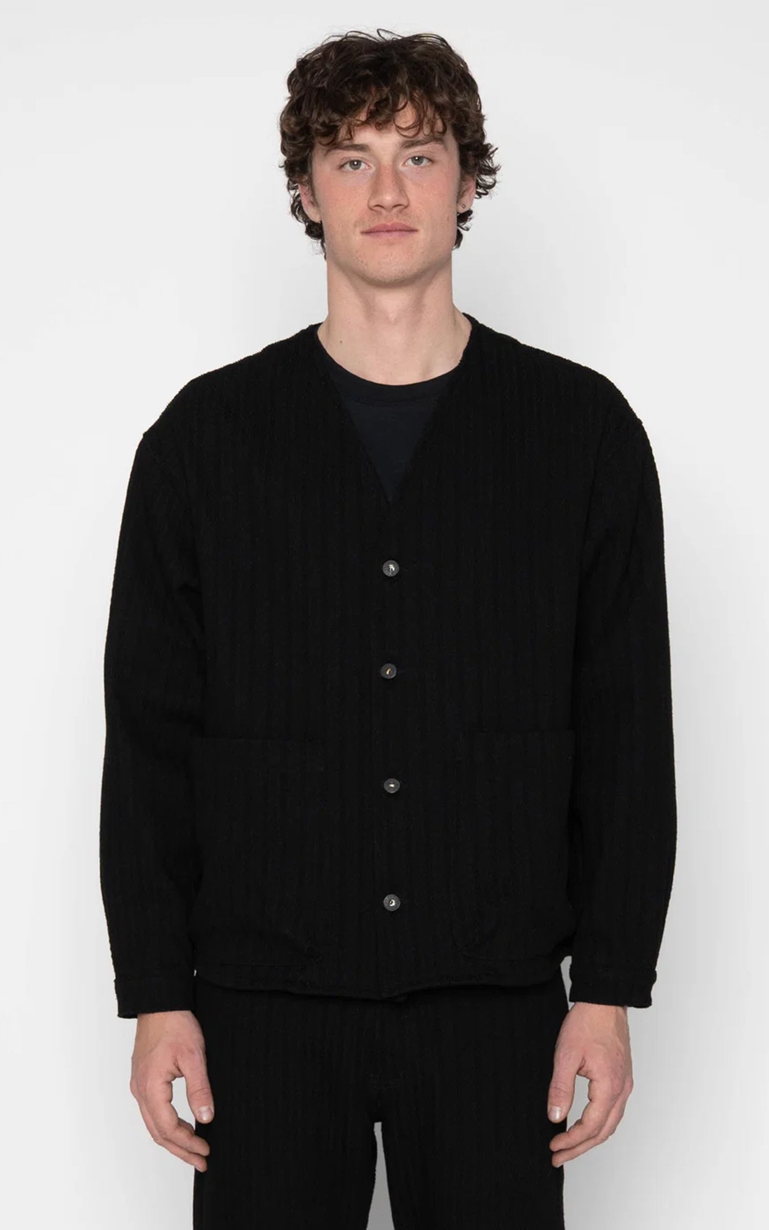 Naked & Famous Denim Wise Guy Shirt Black Sugiaya