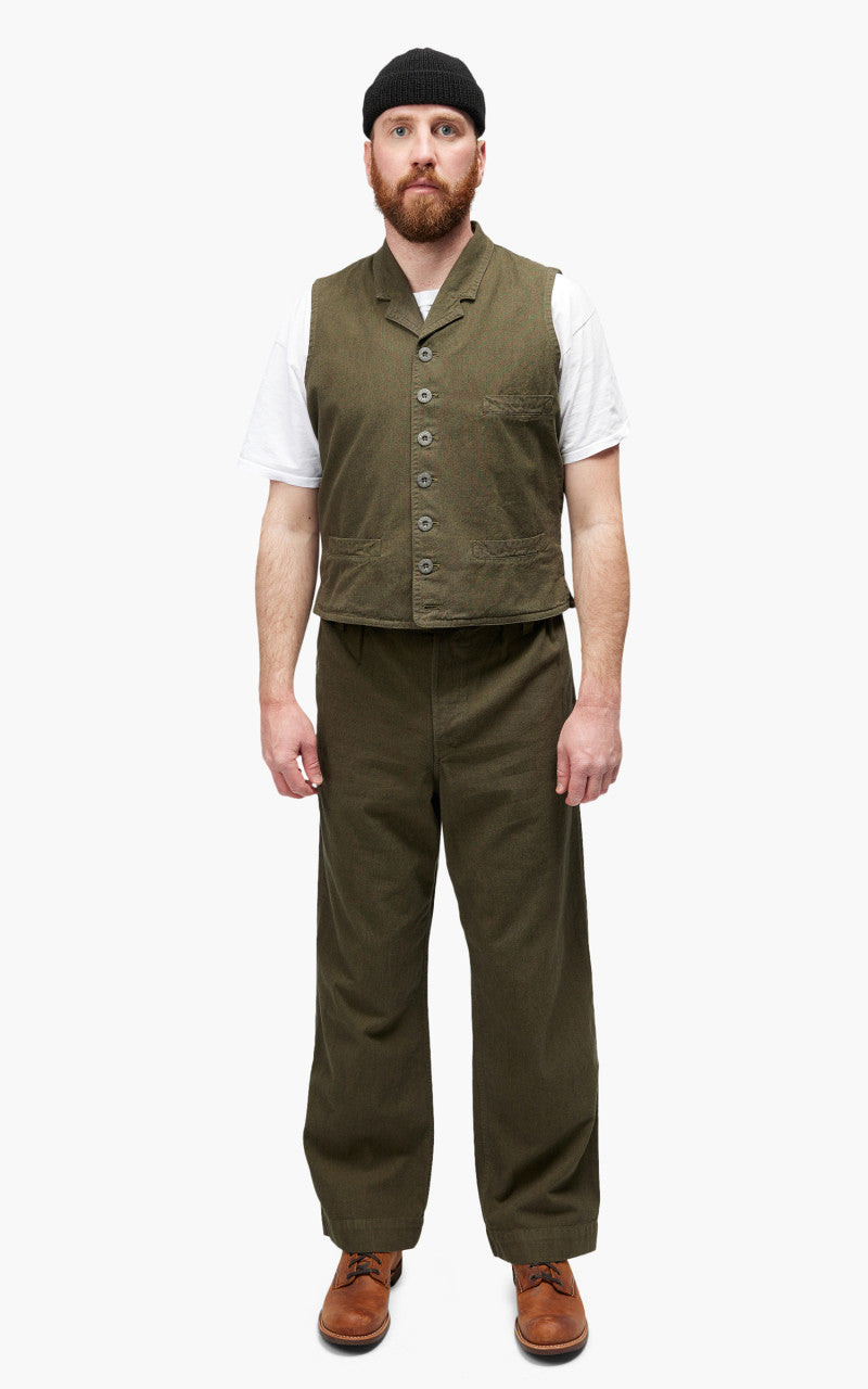 Nigel Cabourn Waistcoat Cotton Broken Twill Army