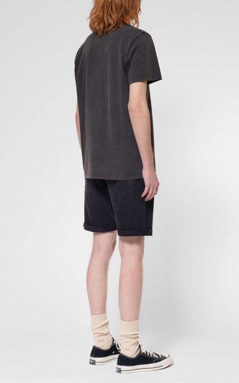 Nudie Jeans Josh Denim Shorts Aged Black