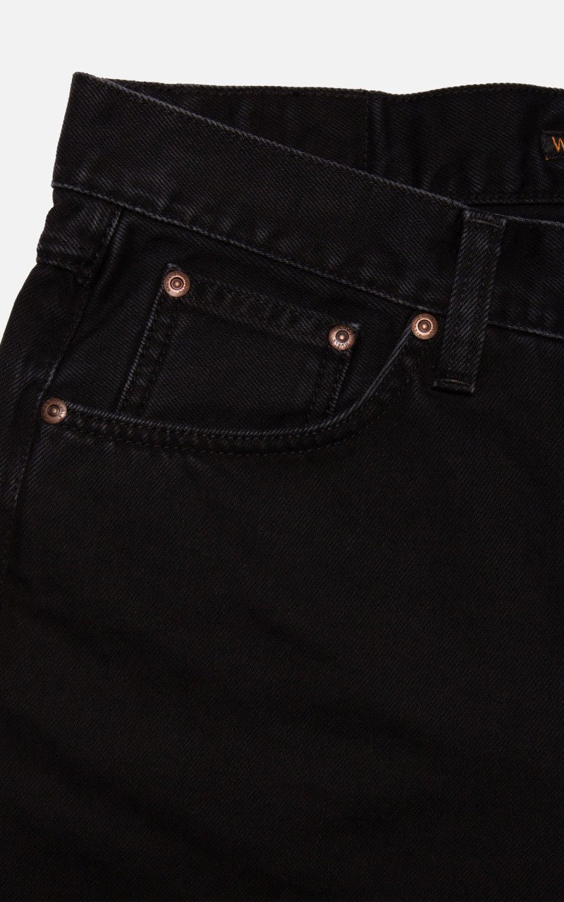 Nudie Jeans Josh Denim Shorts Aged Black