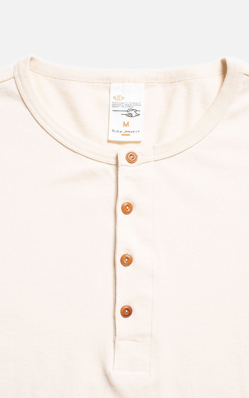 Nudie Jeans LS Henley Ecru