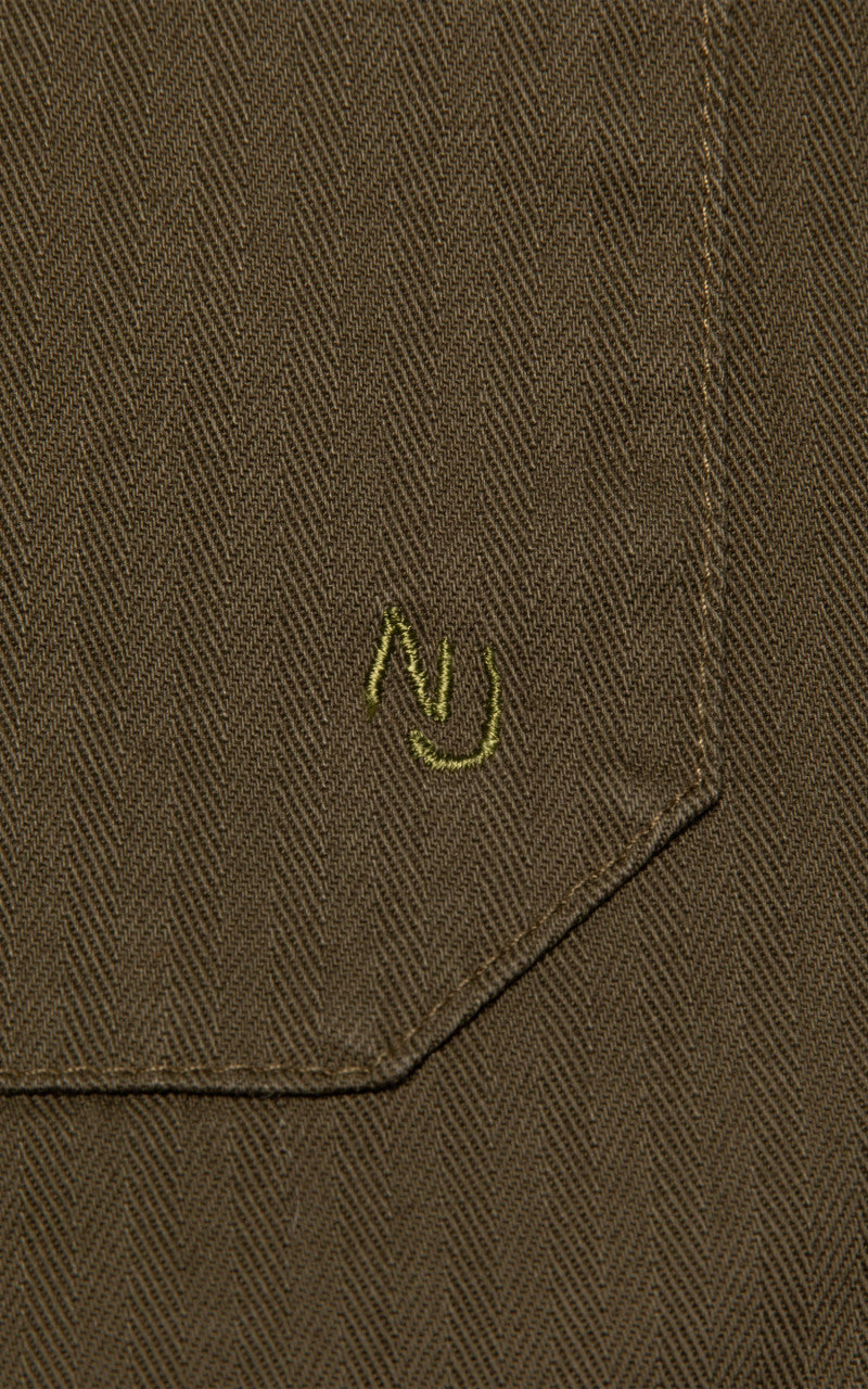 Nudie Jeans Buddy Herringbone Chore Jacket Olive