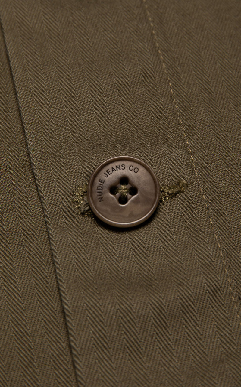 Nudie Jeans Buddy Herringbone Chore Jacket Olive