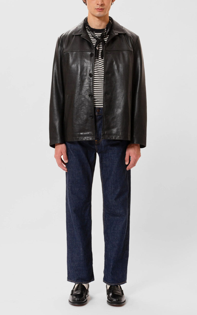 Nudie Jeans Ferry Leather Jacket Black
