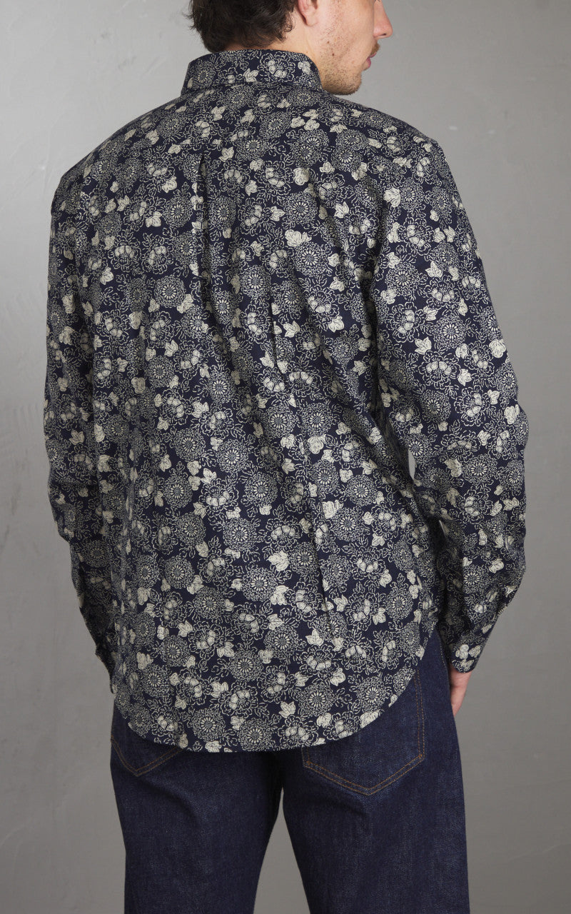Naked & Famous Denim Easy Shirt Kimono Floral Print Indigo