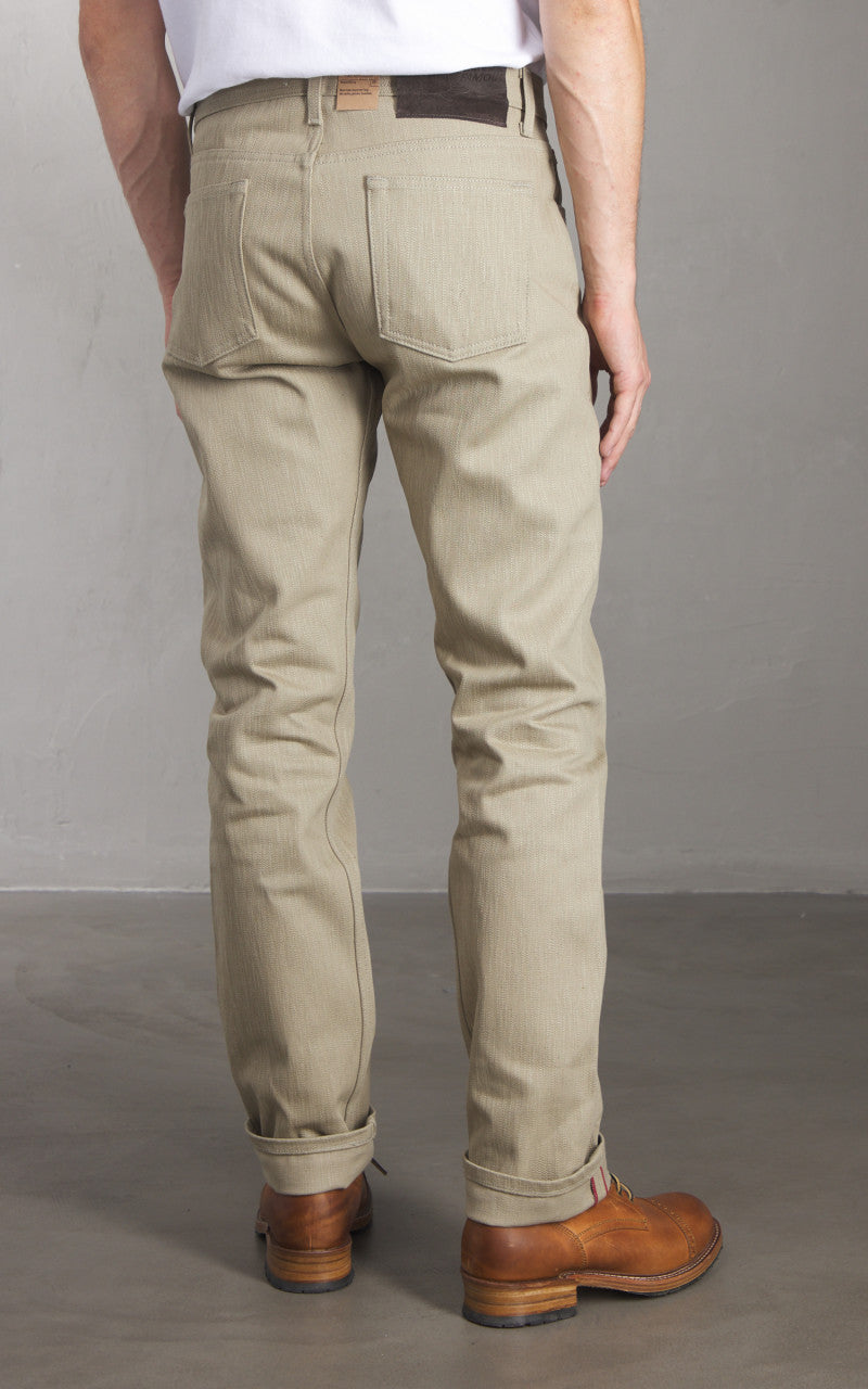 Naked & Famous Denim Weird Guy Smokey Cotton Slub Selvedge Taupe 16oz