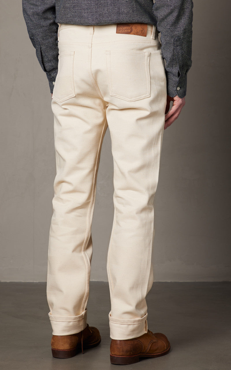 Naked & Famous Denim Weird Guy Undyed Frankenstein Denim Ecru