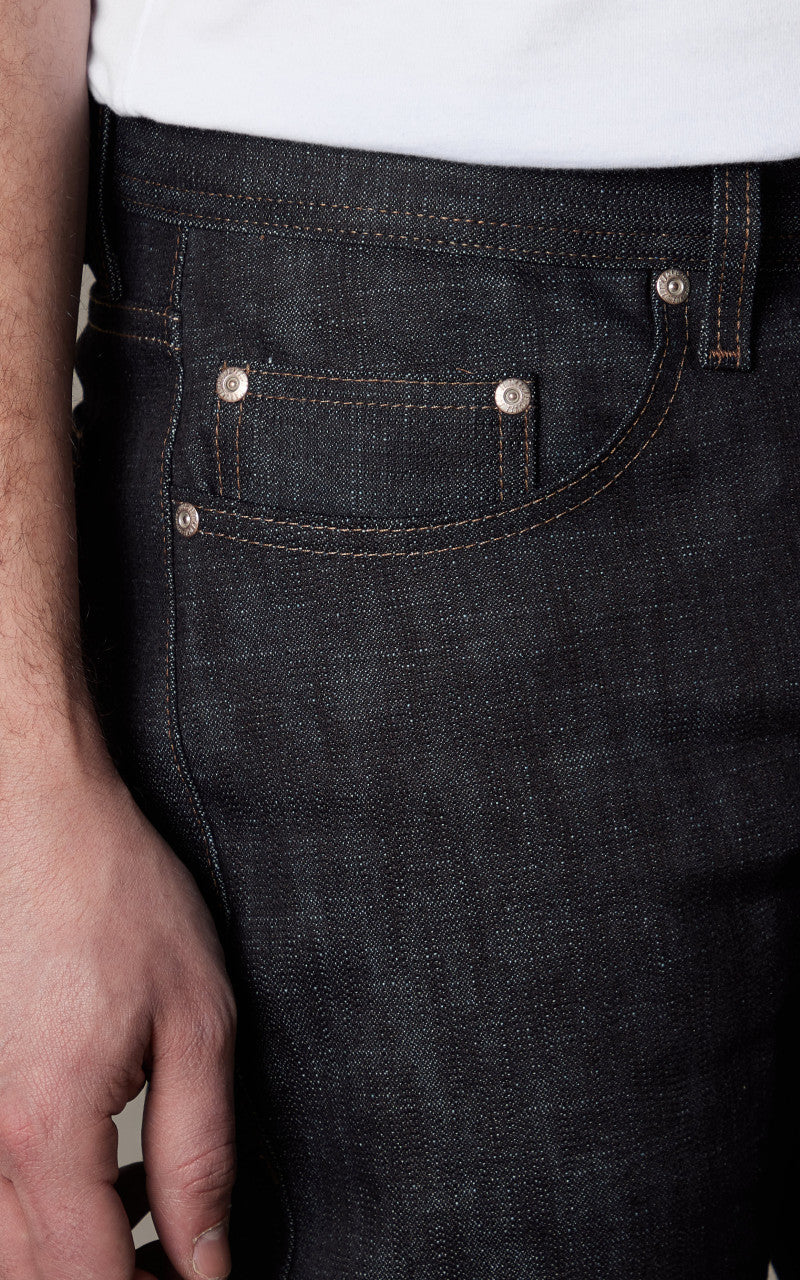 Naked & Famous Denim Weird Guy Broken Twill Slub Stretch Selvedge Indigo