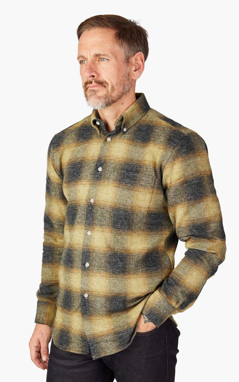 Naked & Famous Denim Easy Shirt Tweedy Cotton Vintage Brushed Yellow