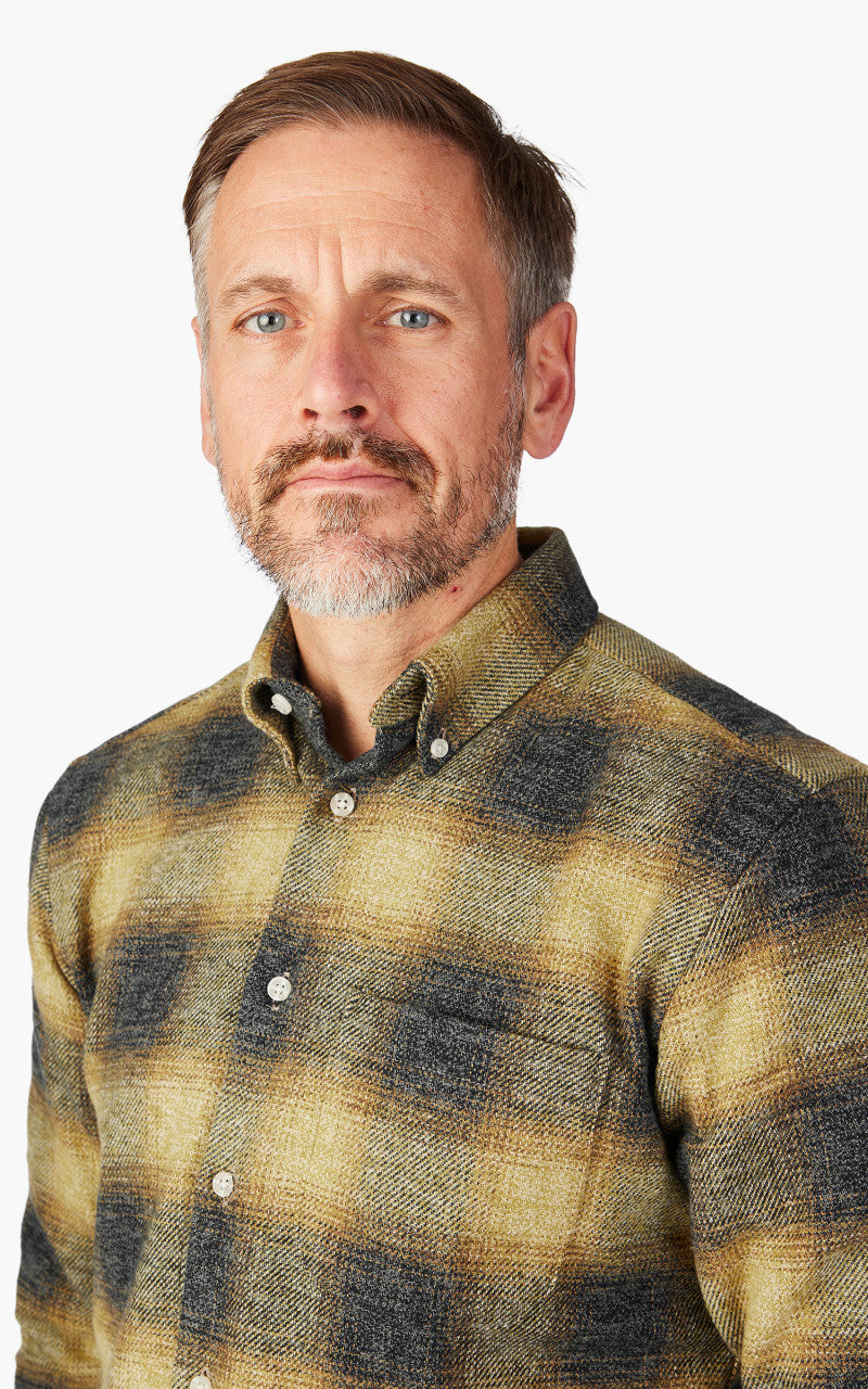 Naked & Famous Denim Easy Shirt Tweedy Cotton Vintage Brushed Yellow