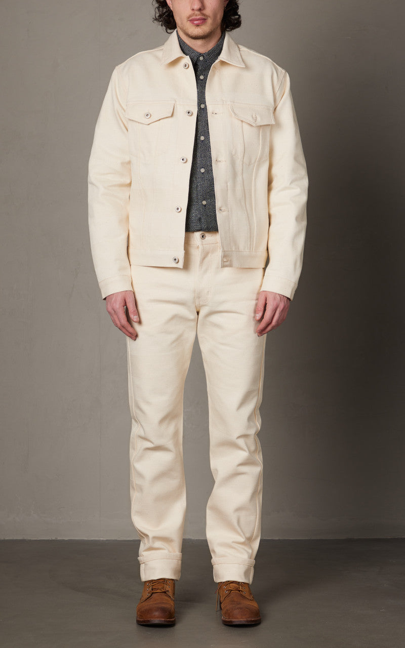 Naked & Famous Denim Jacket Undyed Frankenstein Denim Ecru