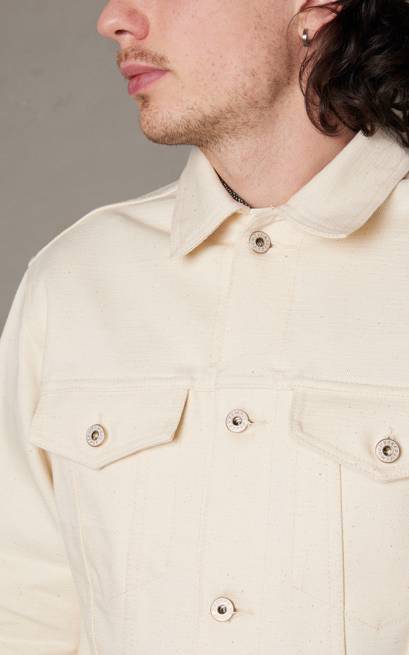 Naked & Famous Denim Jacket Undyed Frankenstein Denim Ecru