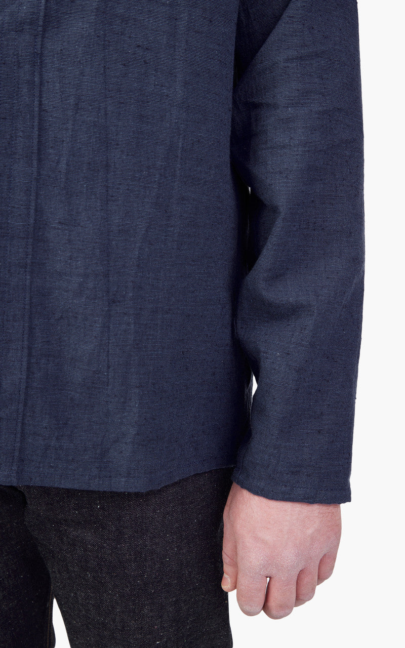 Naked & Famous Denim Kimono Shirt Linen Cotton Nep Navy