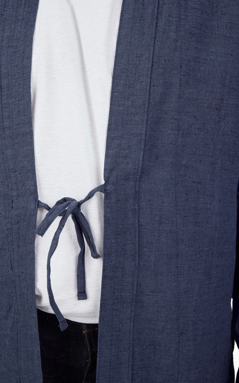Naked & Famous Denim Kimono Shirt Linen Cotton Nep Navy