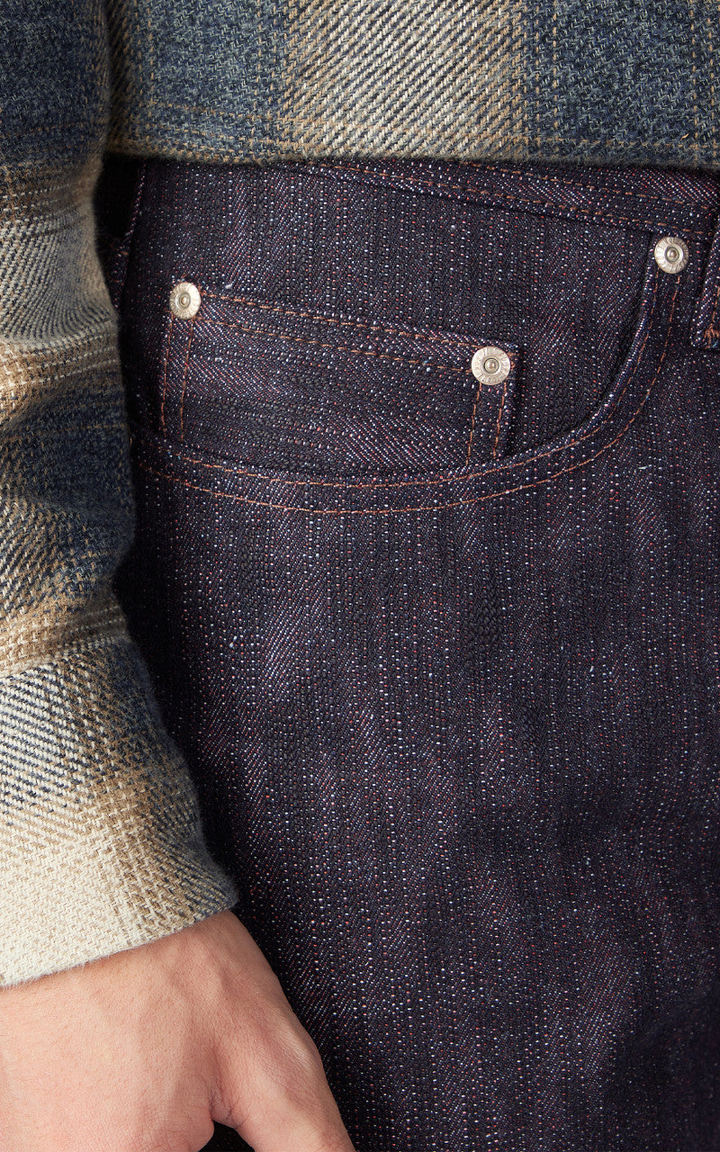 Naked & Famous Denim Weird Guy 15th Anniversary Denim Indigo x Red/White