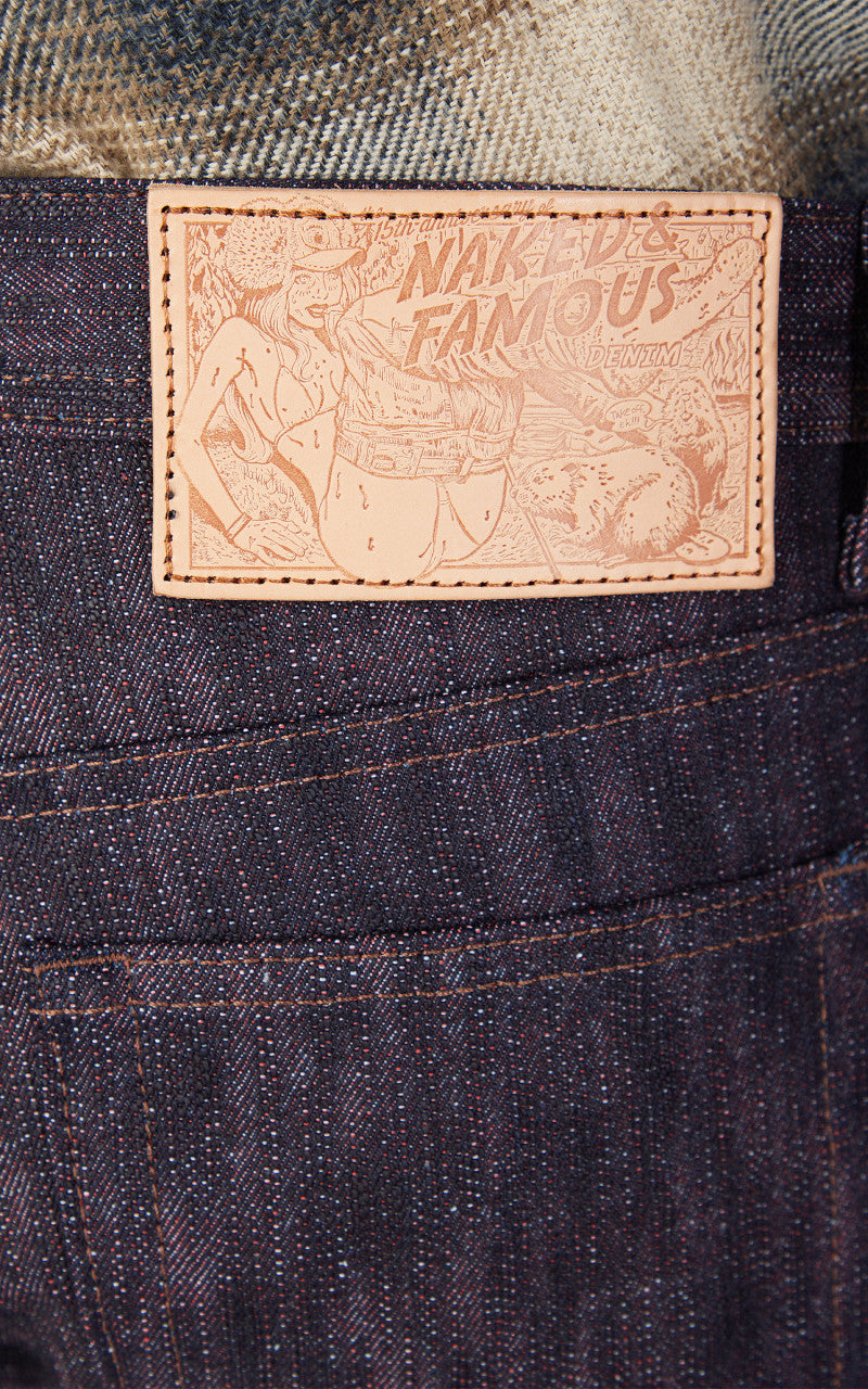 Naked & Famous Denim Weird Guy 15th Anniversary Denim Indigo x Red/White
