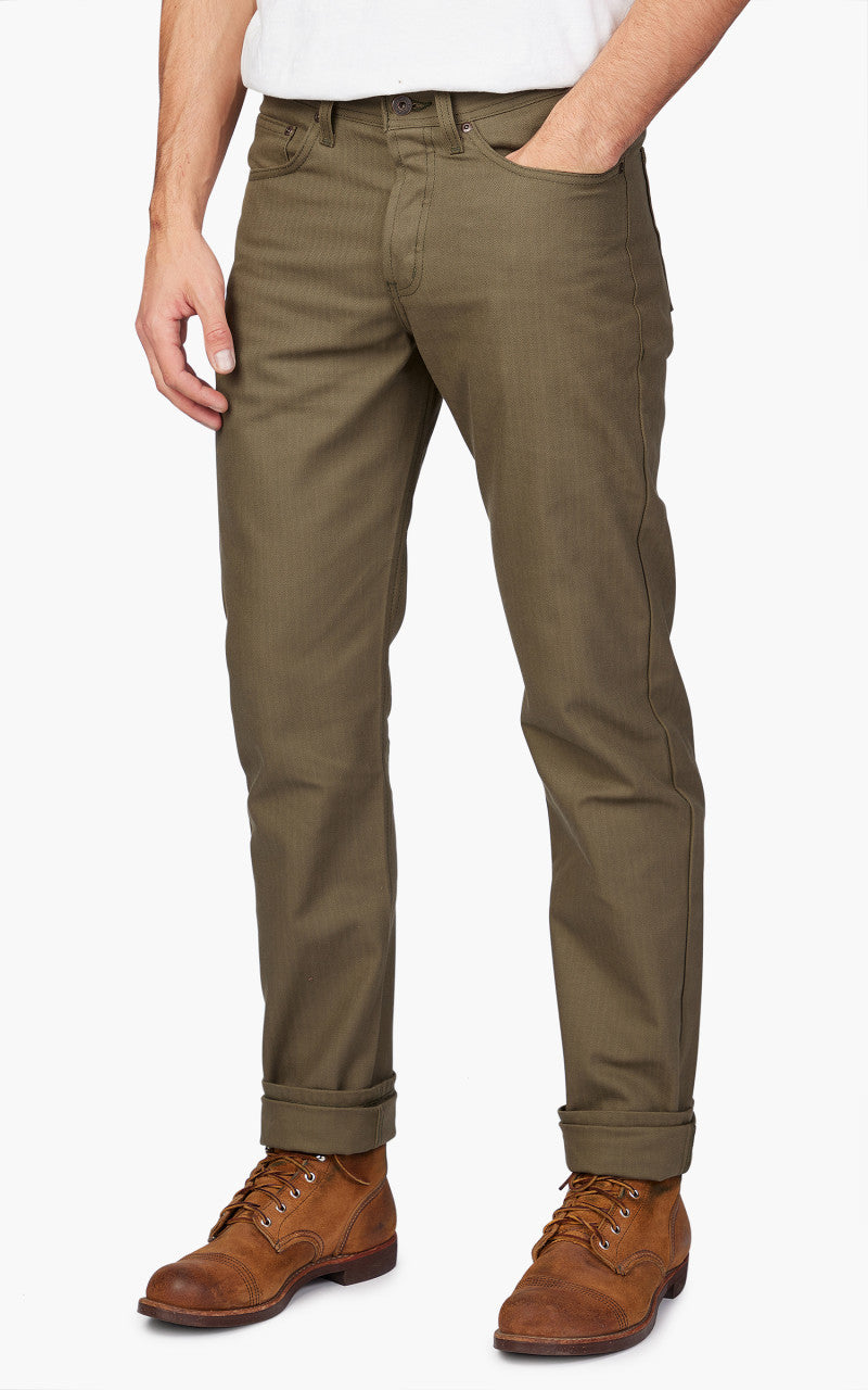Naked & Famous Denim Weird Guy Army HBT Olive Drab