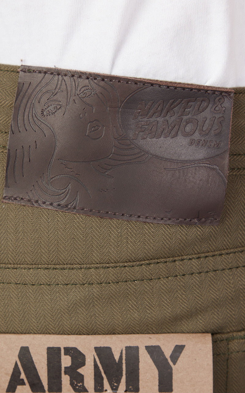 Naked & Famous Denim Weird Guy Army HBT Olive Drab