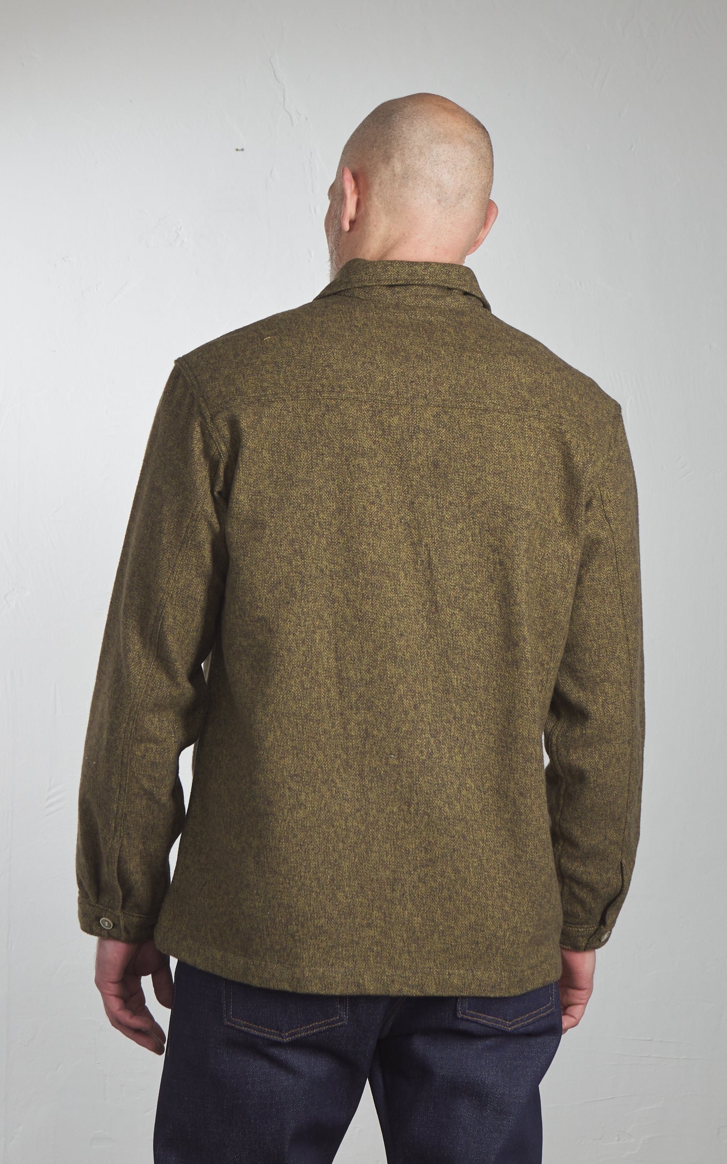 Naked & Famous Denim Work Shirt Herringbone Triple Twist Forest