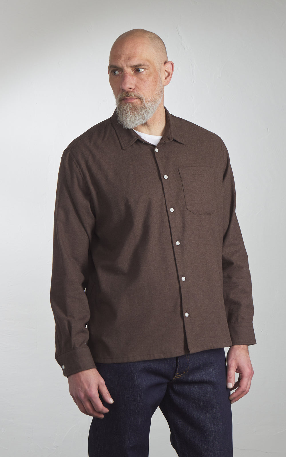 Naked & Famous Denim True Shirt Soft Twill Brown