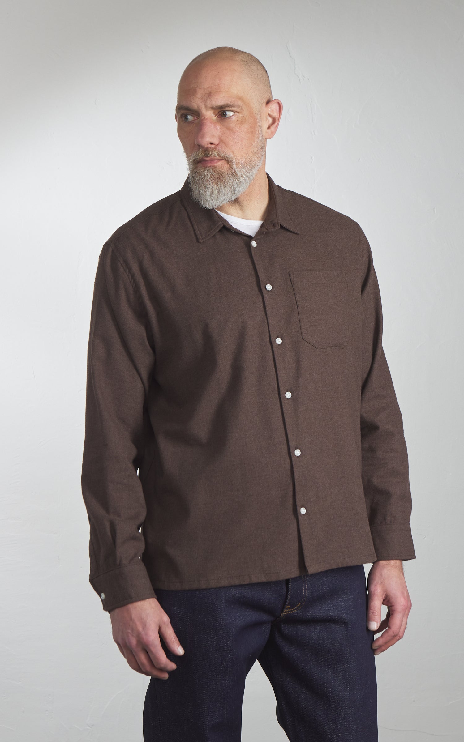 Naked & Famous Denim True Shirt Soft Twill Brown