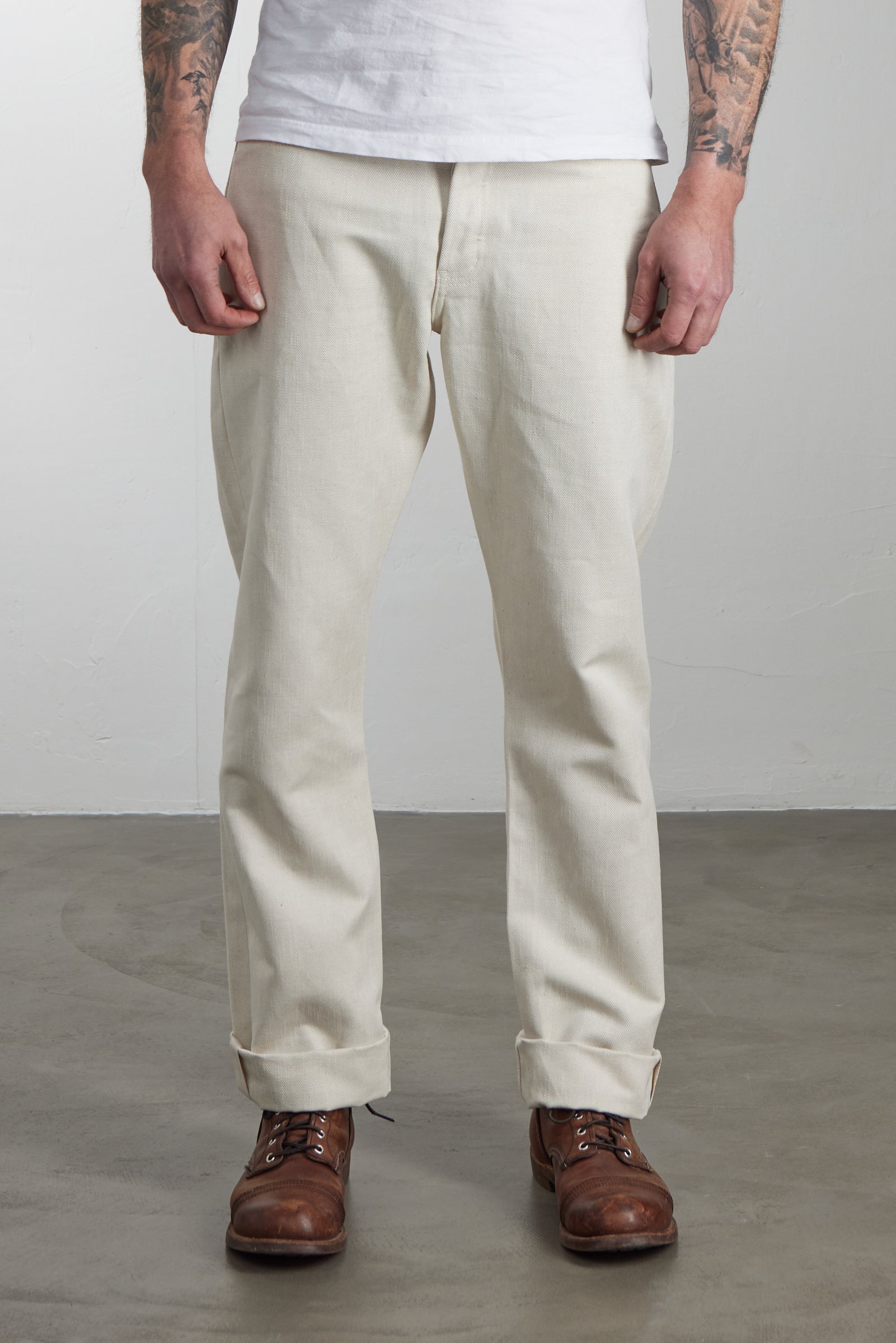 Naked & Famous Denim True Guy Tabi Selvedge Off White 11.5oz