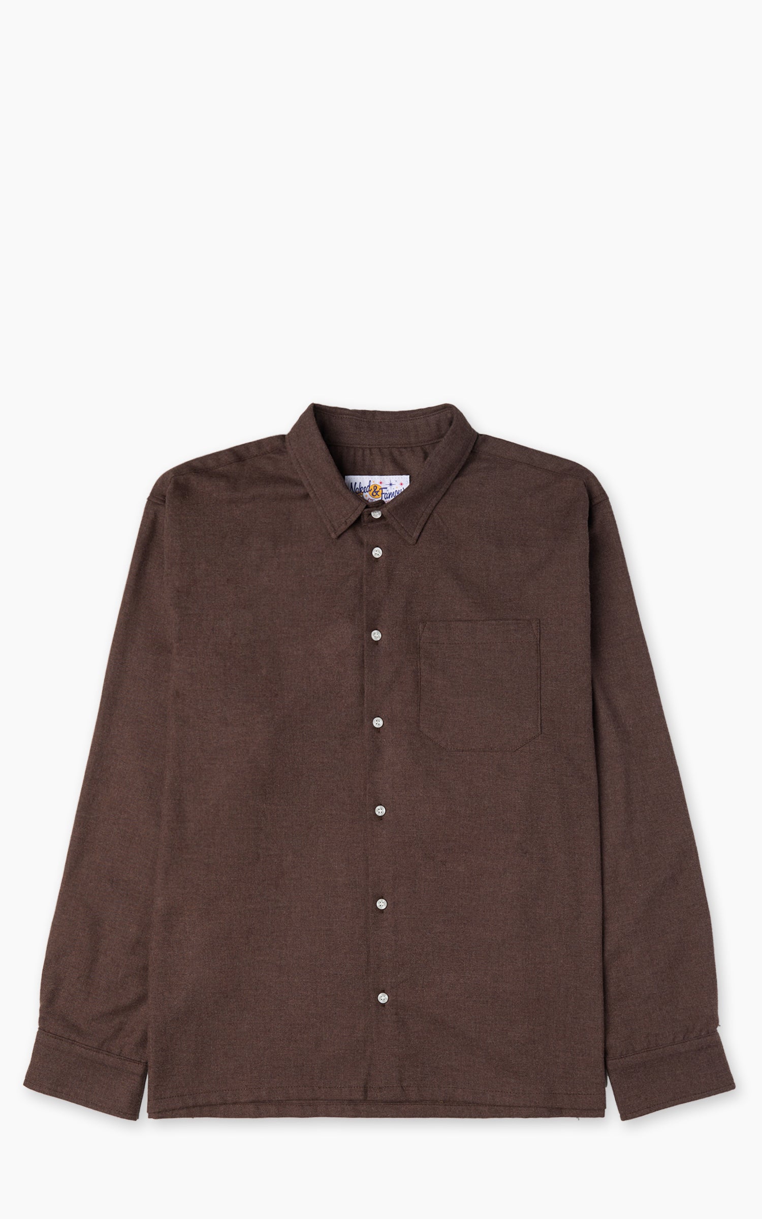 Naked & Famous Denim True Shirt Soft Twill Brown