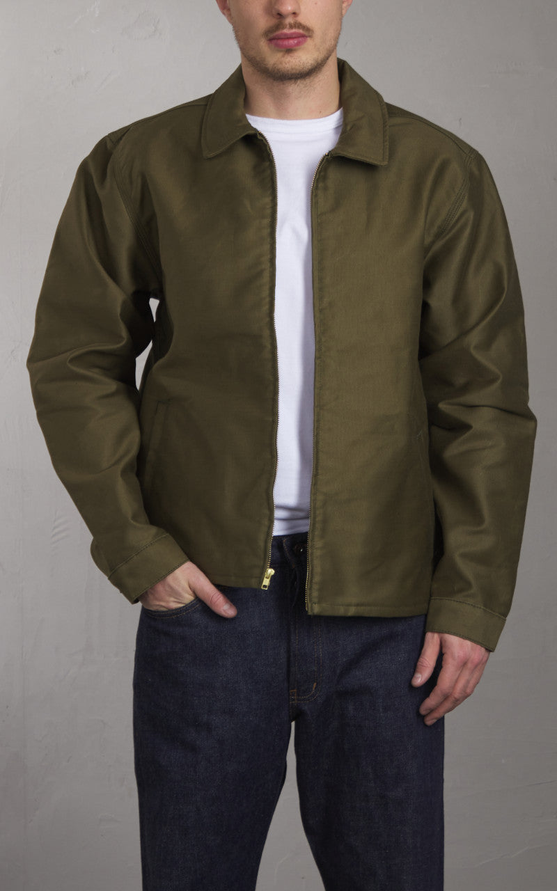 Naked & Famous Denim Zip Jacket Brushed Jungle Cloth Army