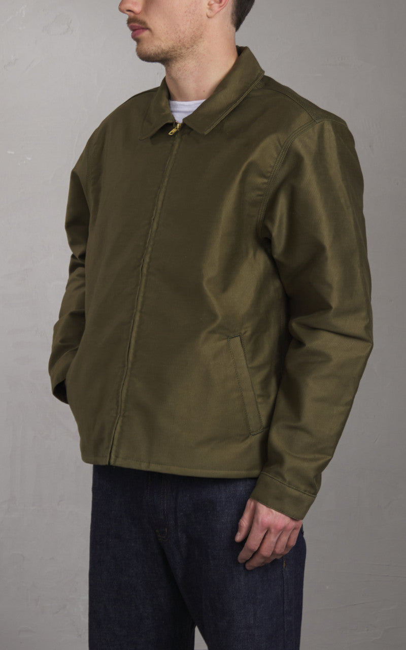 Naked & Famous Denim Zip Jacket Brushed Jungle Cloth Army