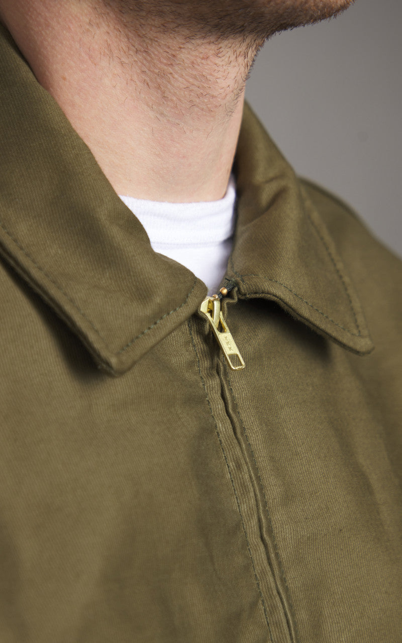 Naked & Famous Denim Zip Jacket Brushed Jungle Cloth Army