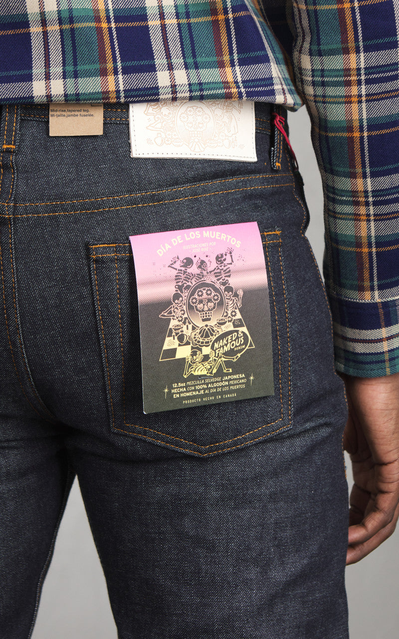 Naked & Famous Denim Weird Guy Dia De Los Muertos Selvedge Indigo 12.5oz