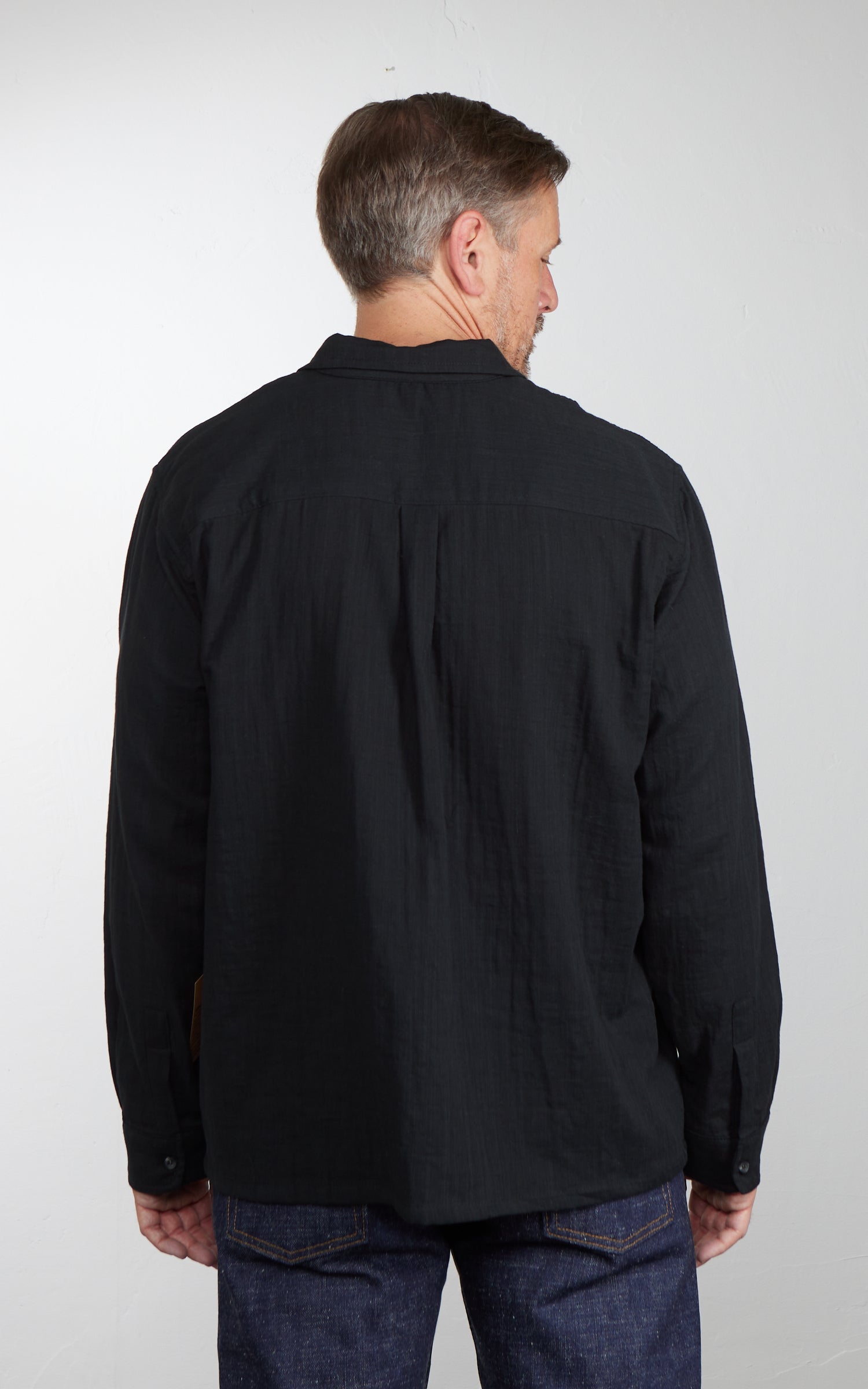 Naked & Famous Denim True Shirt Double Weave Slub Gauze Black
