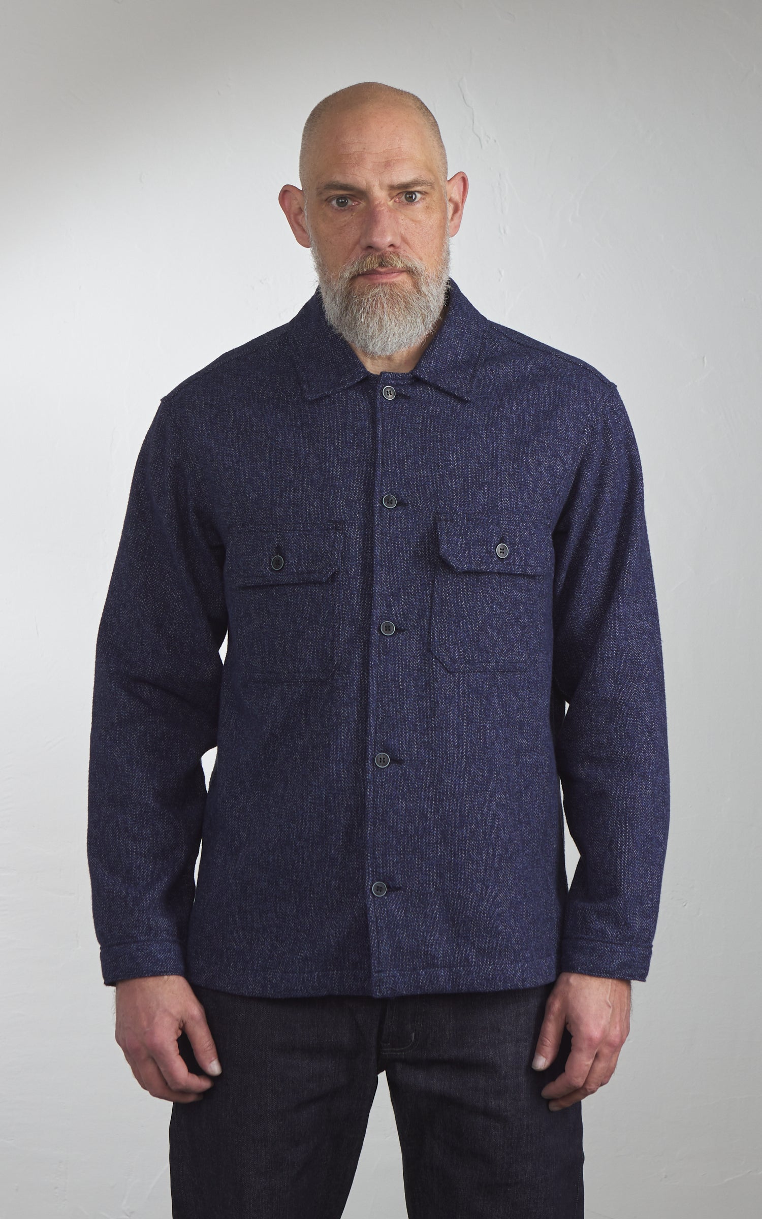 Naked & Famous Denim Work Shirt Herringbone Triple Twist Indigo