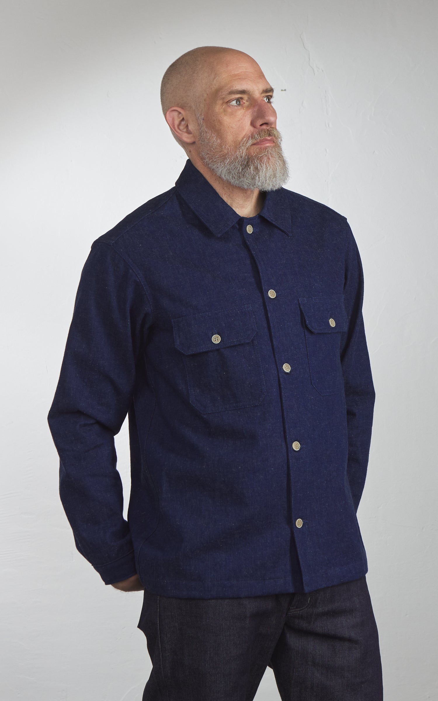 Naked & Famous Denim Work Shirt 2/1 Nep Denim Indigo