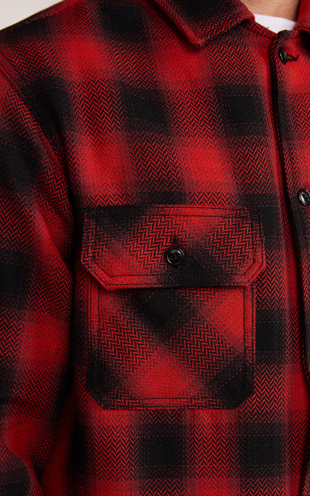 Naked & Famous Work Shirt Trippy Ombre Plaid Red