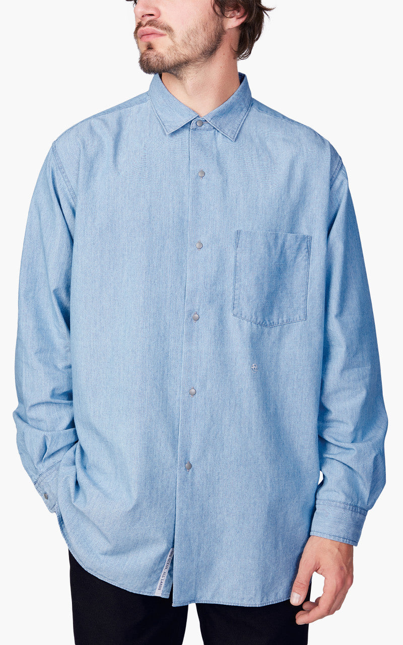 Nanamica Regular Collar Chambray Shirt Indigo Bleach