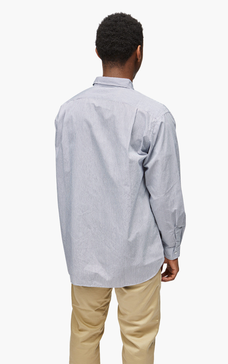 Nanamica Regular Collar Stripe Wind Shirt Navy