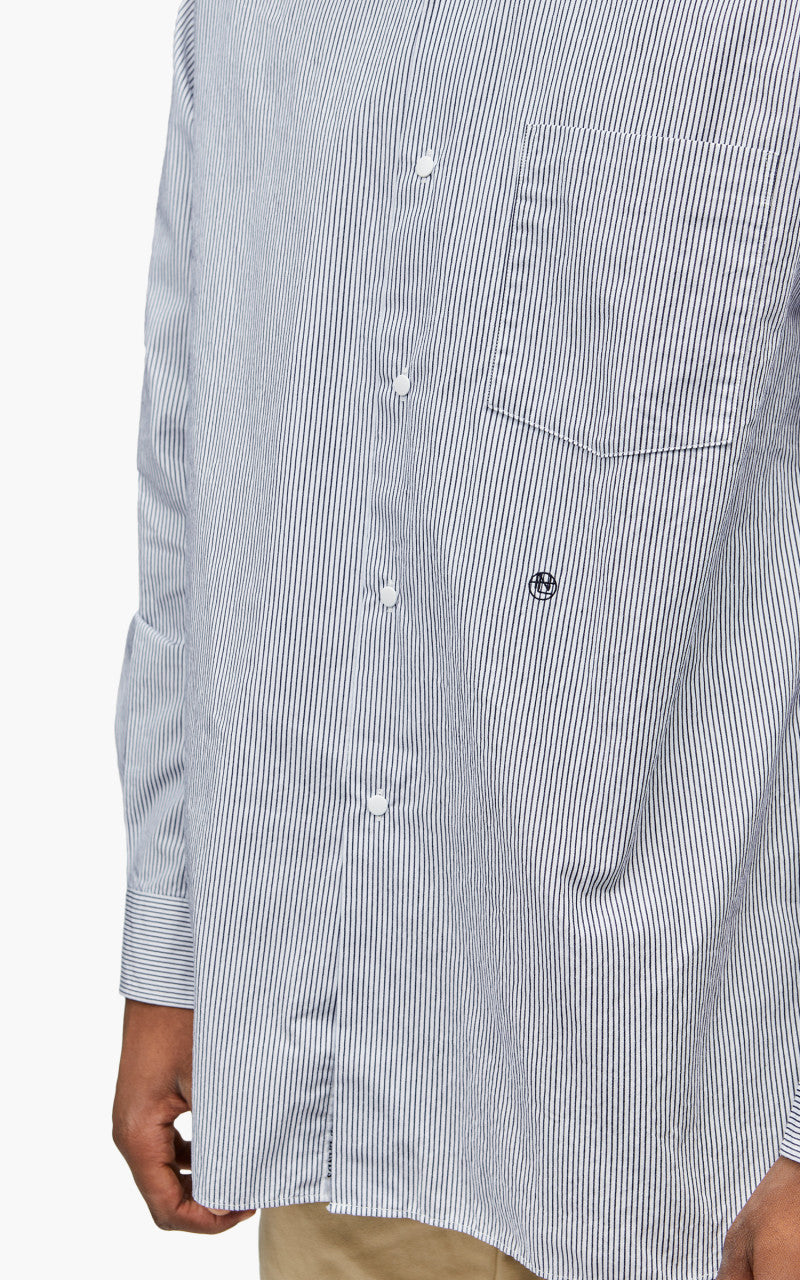 Nanamica Regular Collar Stripe Wind Shirt Navy