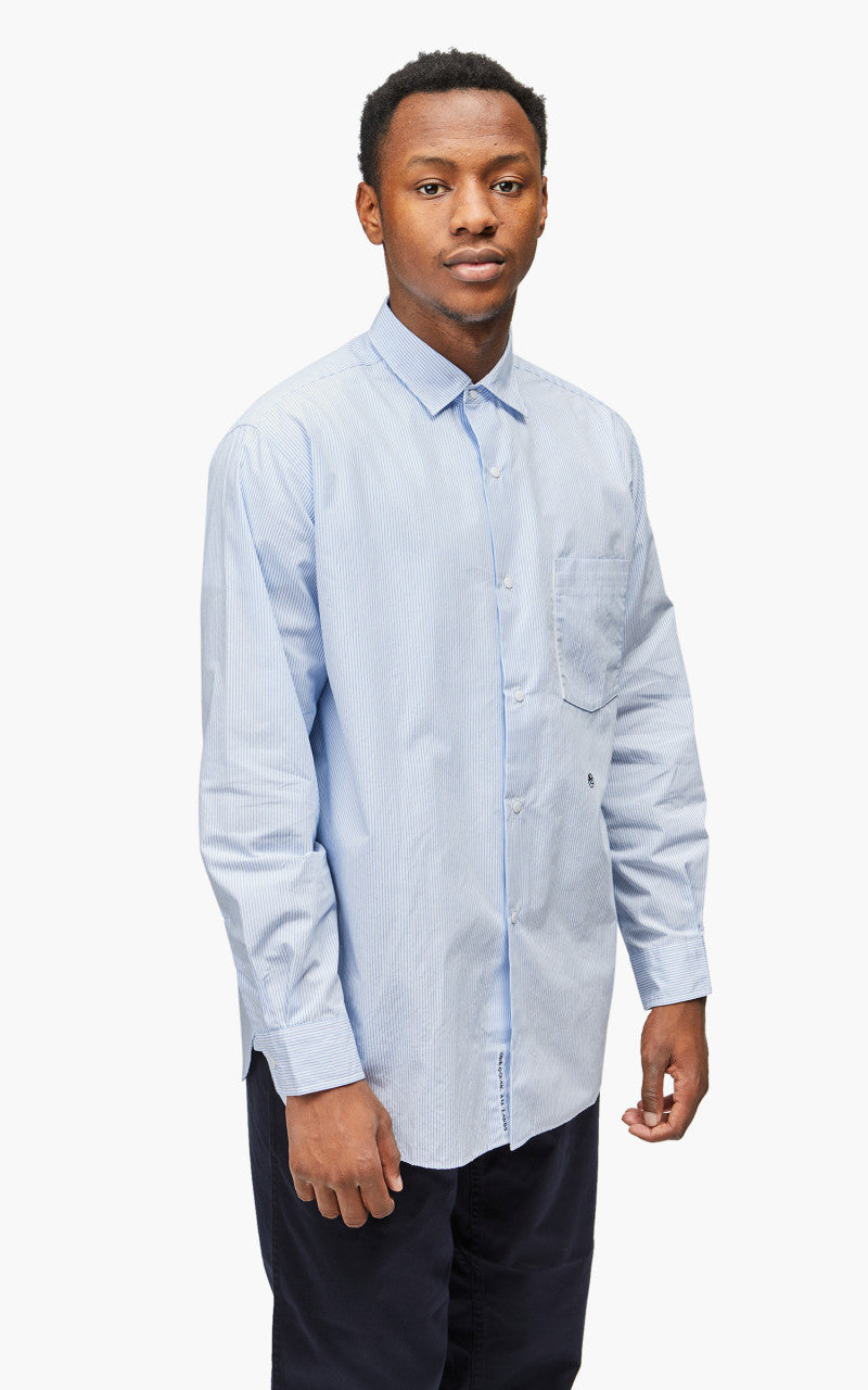 Nanamica Regular Collar Stripe Wind Shirt Sax