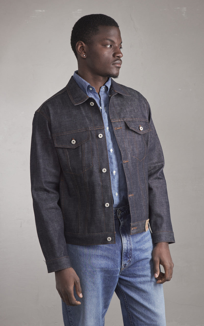 Naked & Famous Denim Denim Jacket Love & Peace Selvedge Indigo 12.5oz