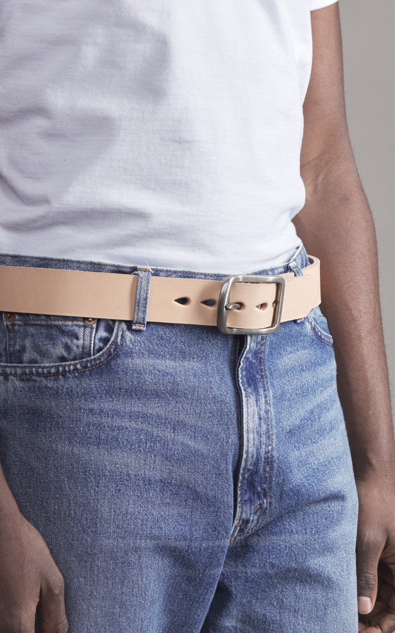 Naked & Famous Denim Thick Belt Bovine Leather 7mm Natural Tan