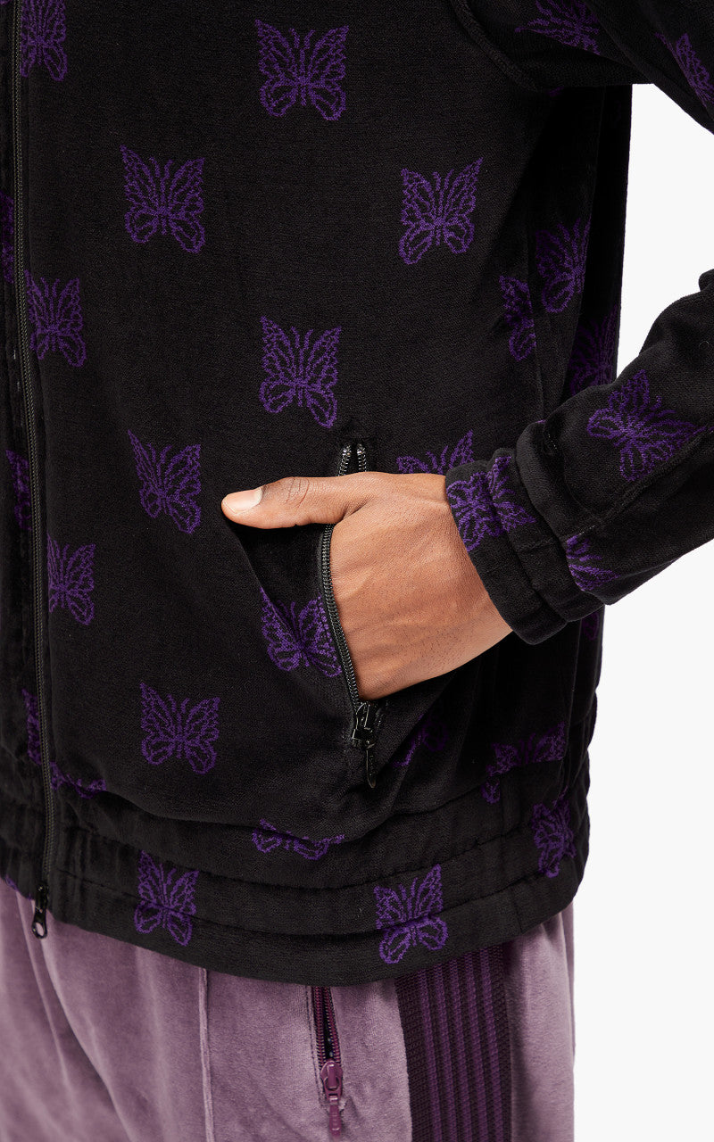 Needles Track Jacket C/Pe Papillon Velour Black/Purple