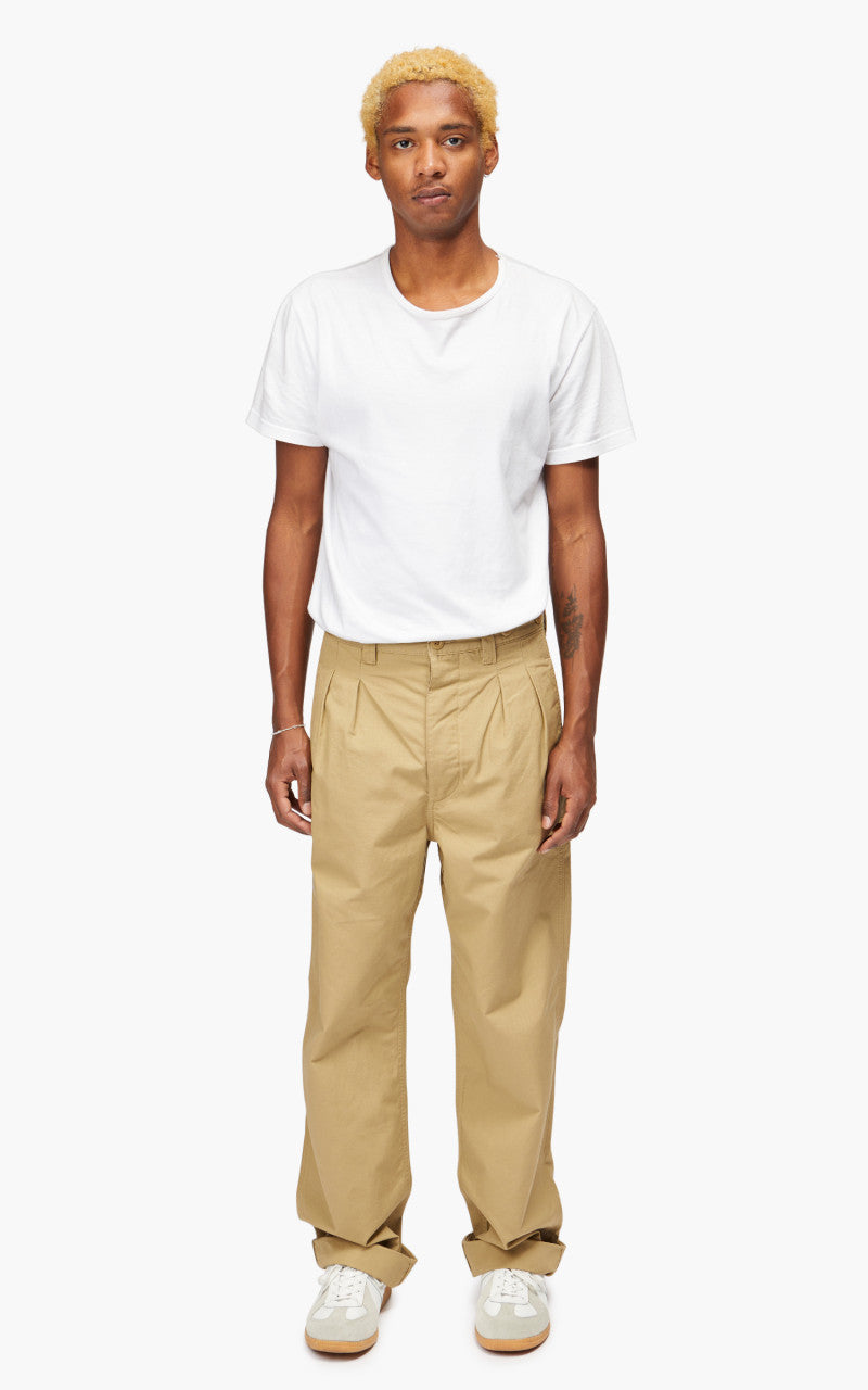 Nigel Cabourn Pleated Chino Cotton Ripstop Tan