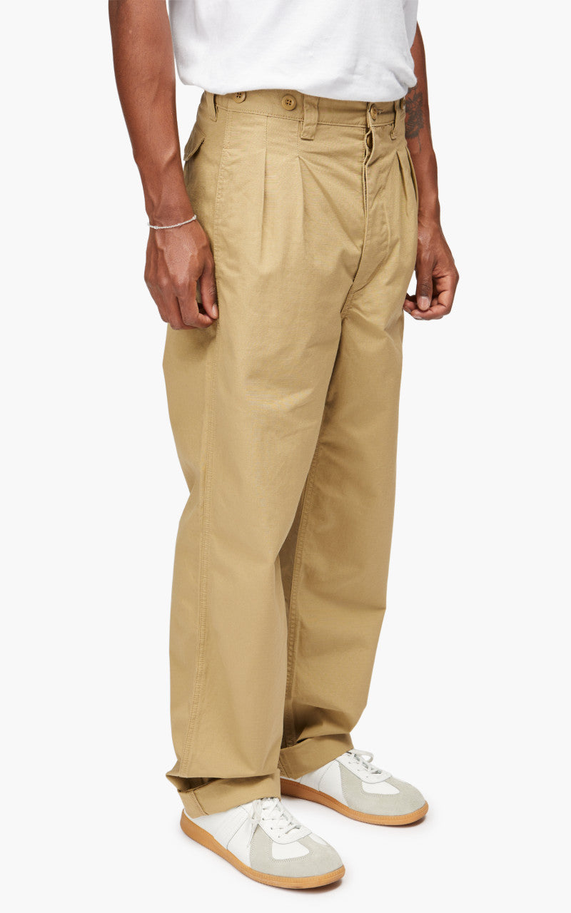 Nigel Cabourn Pleated Chino Cotton Ripstop Tan