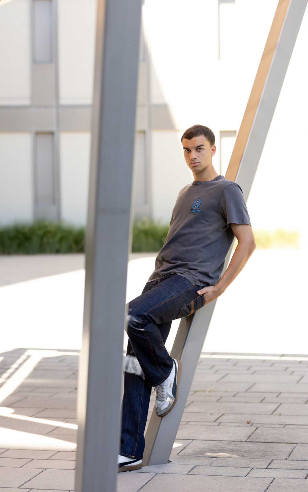 Nudie Jeans Roy Raw Tracks T-Shirt Antracite