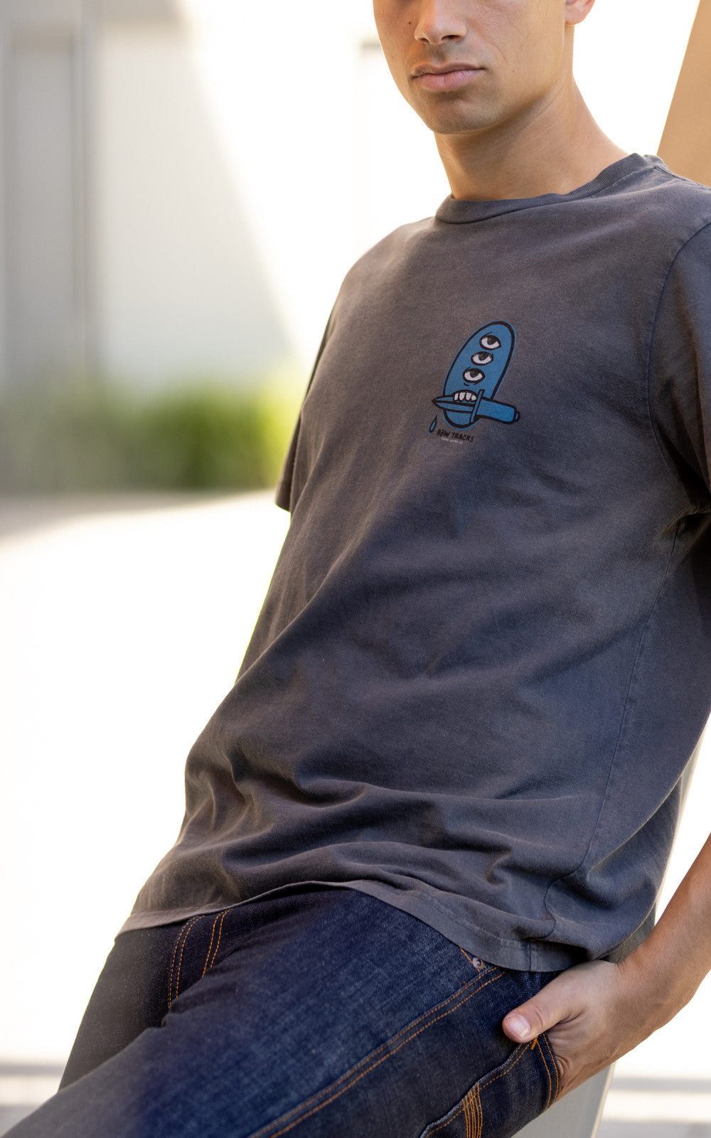 Nudie Jeans Roy Raw Tracks T-Shirt Antracite